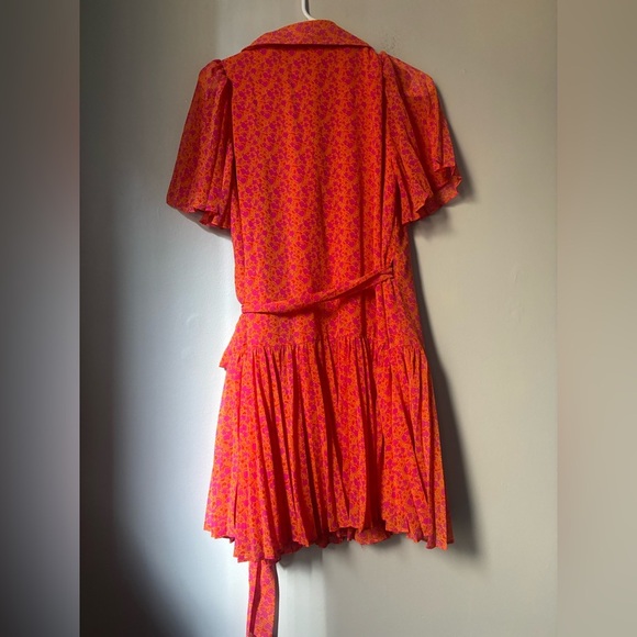Alexis for Target Orange Pink Floral Print Wrap Flutter Dress size small - Picture 7 of 7